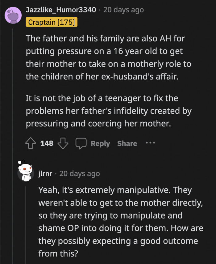 They suck because they used OP as a pawn to emotionally manipulate her mom into parenting the children her ex-husband and his affair partner had. Terrible adults on OP's paternal side of the family.