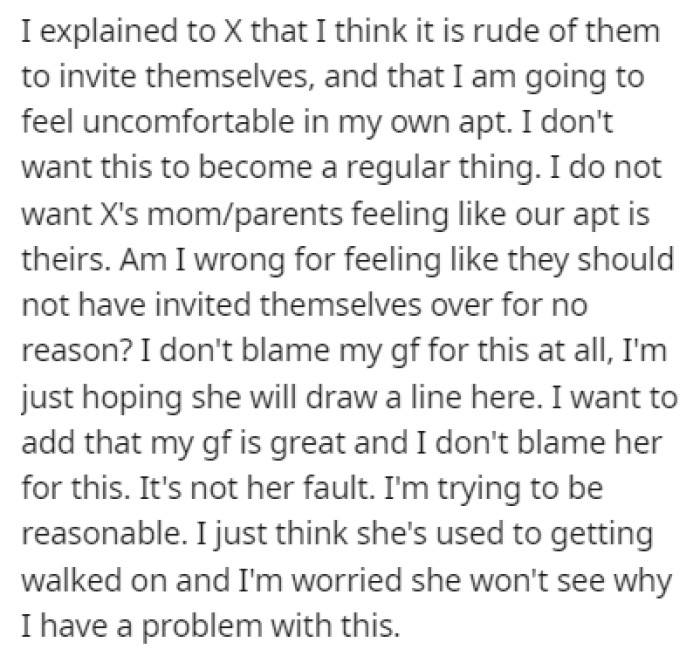 OP made it clear to his girlfriend that he doesn't want this to become a regular thing