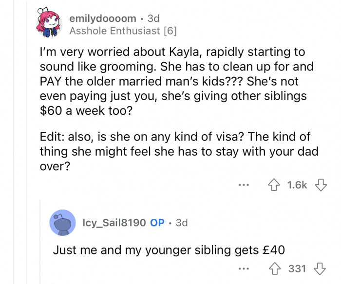 It almost sounds like Kayla is being groomed.