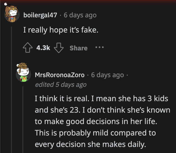 People questioned OP's, uh, decision-making skills