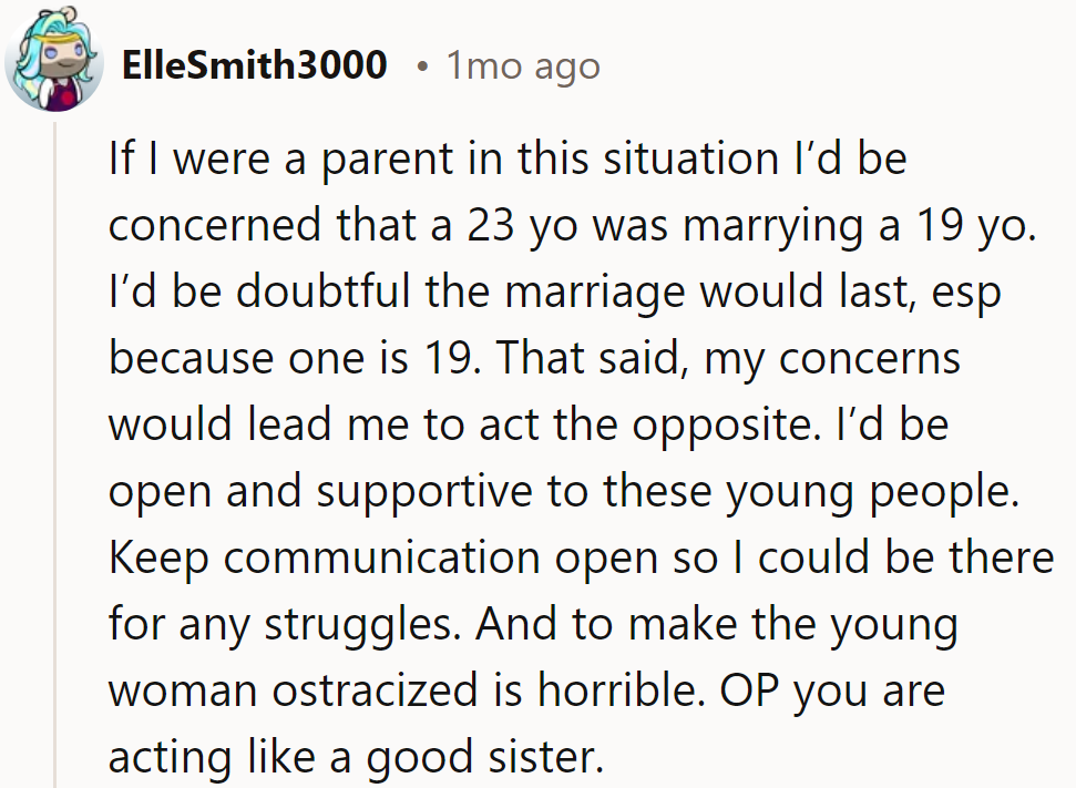 16. Parents need a reality check; she's winning at sisterhood while they're stuck in the past.