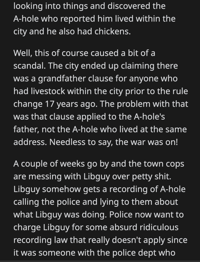 All of this over a guy who just wants to raise a few chickens for eggs?