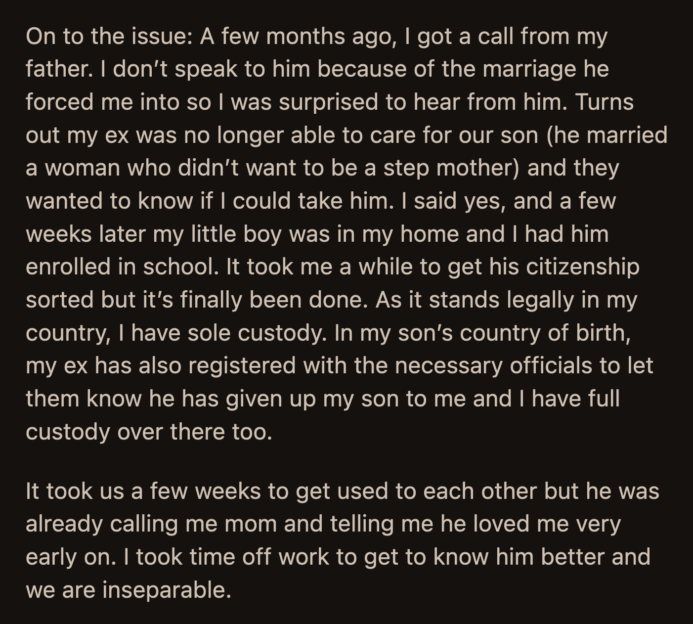 OP's former in-laws asked if they could have her son back for the summer. OP declined because of her history with them.