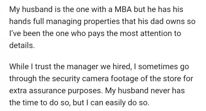 On a regular workday, she decided to go through the camera footage to ensure everything was going fine in the shop