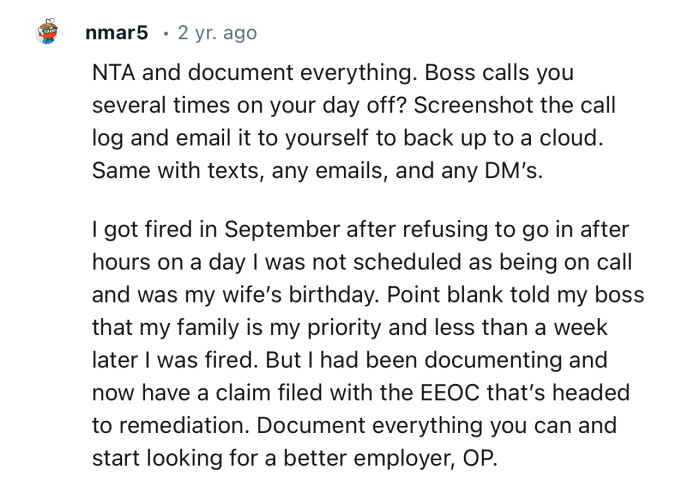 “Document everything you can and start looking for a better employer, OP.”