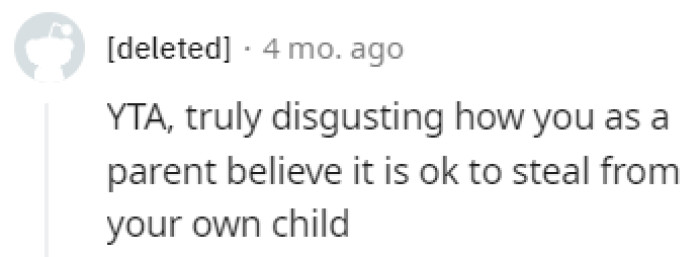 Stealing from your own child