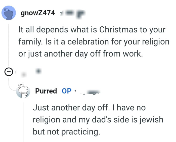 What does Christmas mean to the OP's family?
