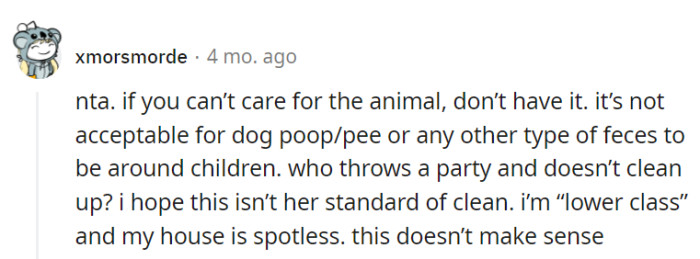 Cleanliness is a universal standard, regardless of one's class.