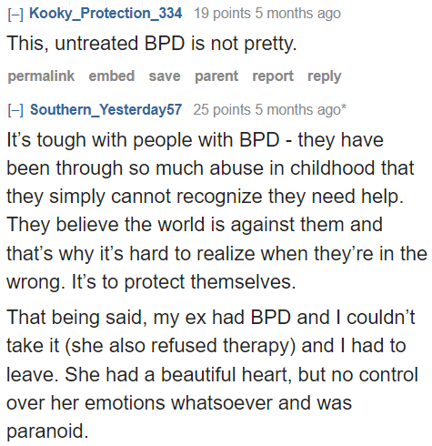 Several Redditors have recounted their experiences with partners who have this mental condition, and those relationships were not pleasant.