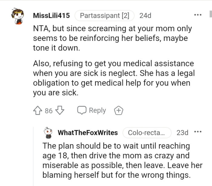 She has a legal obligation to get the OP medical help.