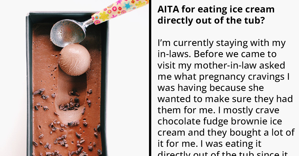 Pregnant Woman Eats Ice Cream Out Of The Tub And Gets Scolded For It