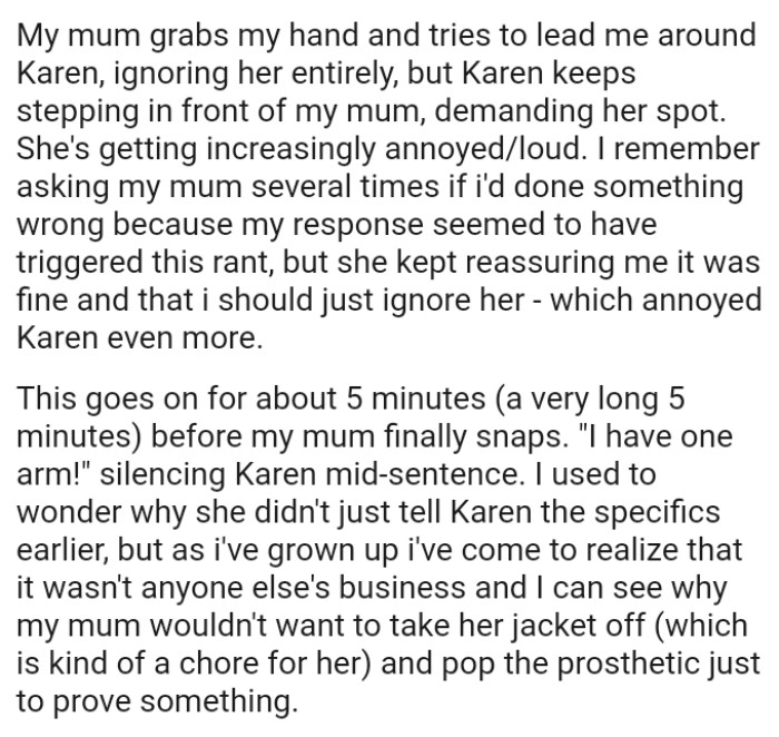 She kept reassuring the OP it was fine and that he should just ignore her