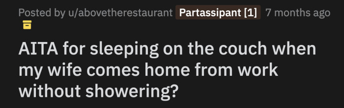 OP asked Reddit users to weigh in on his marital dilemma