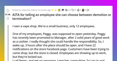 Man Asks The Internet If He Was Wrong For Telling His Employee She Can Choose Between Demotion And Termination After She Screwed Up Badly