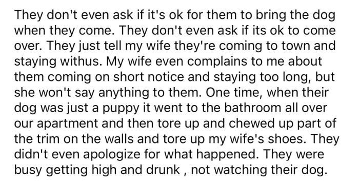 OP's in-laws always show up on short notice, and it's something his wife has also been complaining about.