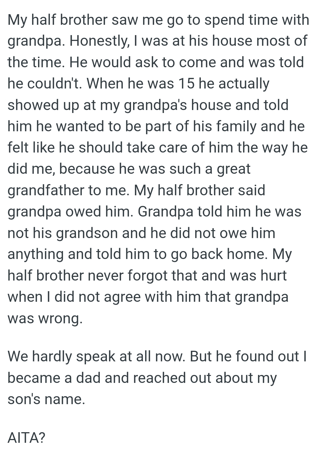 Grandpa Told Him He Was Not His Grandson and He Did Not Owe Him Anything