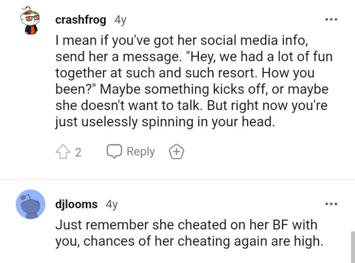 The OP Should Remember She Cheated on Her Boyfriend with Him