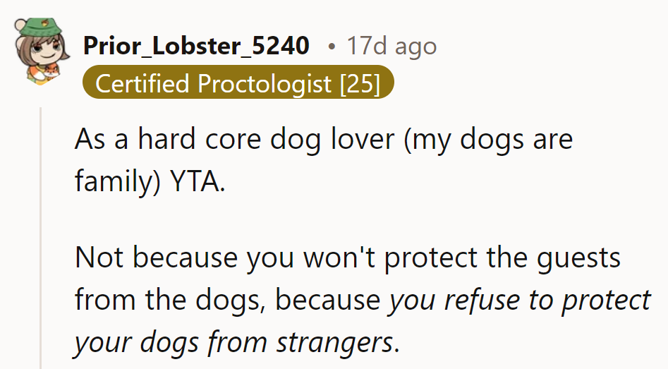 Barking up the wrong tree, huh? OP's TA for not keeping their fur babies safe from the party poopers!