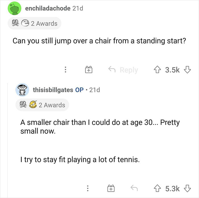 10. Gates jumping over a chair from a standing position