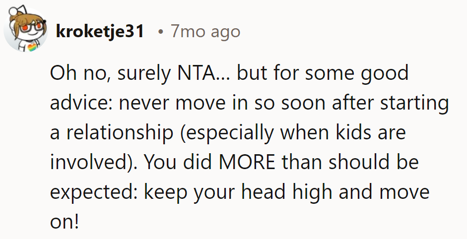Rule of thumb: She shouldn't move in until she's read the script, especially with surprises. Keep her standards high!