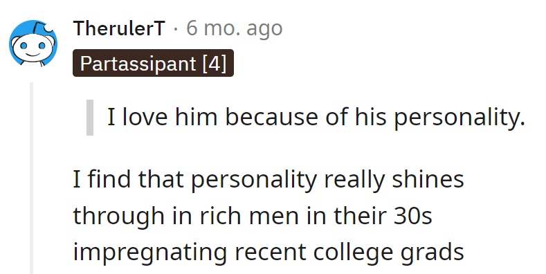 Loving his personality, especially the chapter on rich 30-somethings and recent college grads—it's like a romance novel with a plot twist.