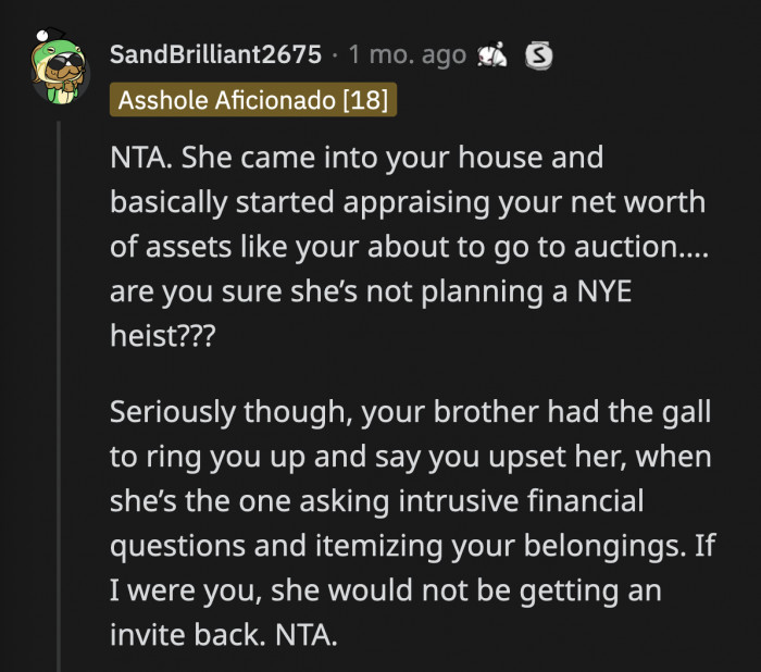It's one thing to say that everything looks so fancy; it's an entirely different conversation when you begin to measure their wealth and announce it in front of everyone.
