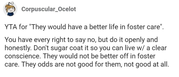 OP trying to sugarcoat it for herself makes it worse