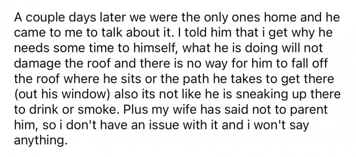 OP had a talk with his stepson about that day and shared how he felt about it.