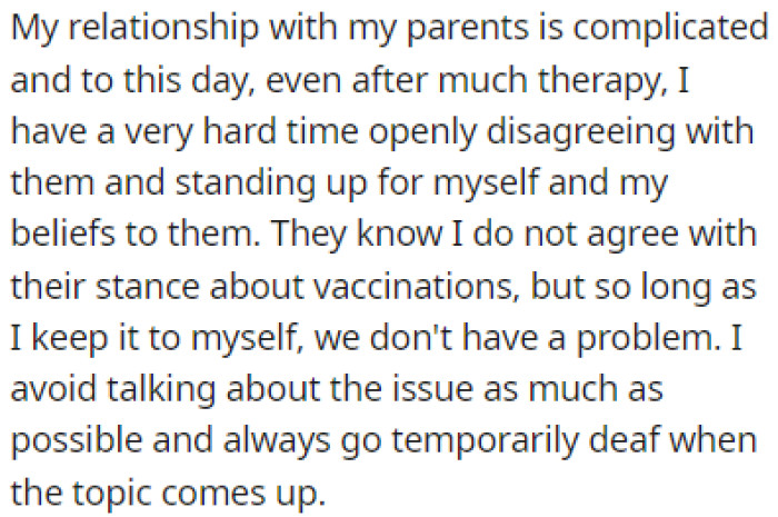 OP has a complicated relationship with her parents