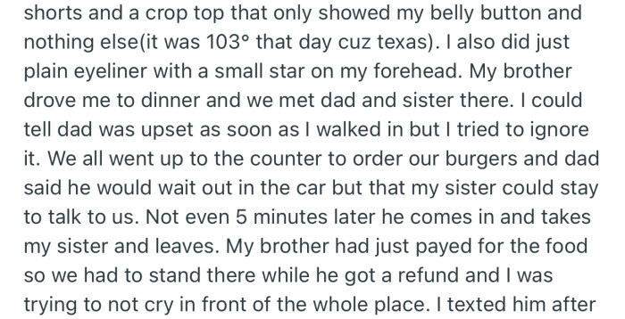 OP’s dad was visibly upset about their dressing