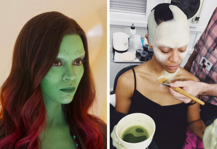 4. The amount of work required to achieve Gamora’s distinctive green skin.