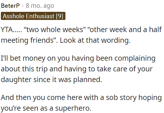 OP is trying to play the hero with a sob story.