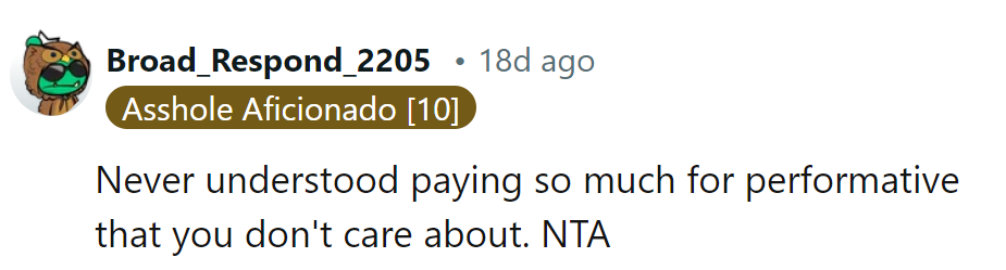 Never understood paying so much for performances one doesn't care about.