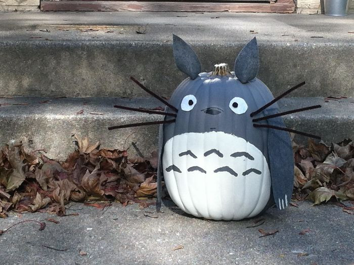 8. An adorable painted Totoro pumpkin