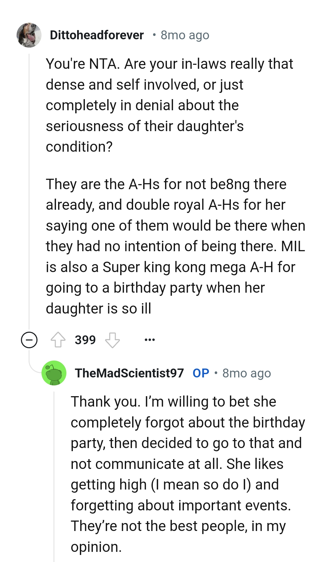 They are the AHs for not being there all the while