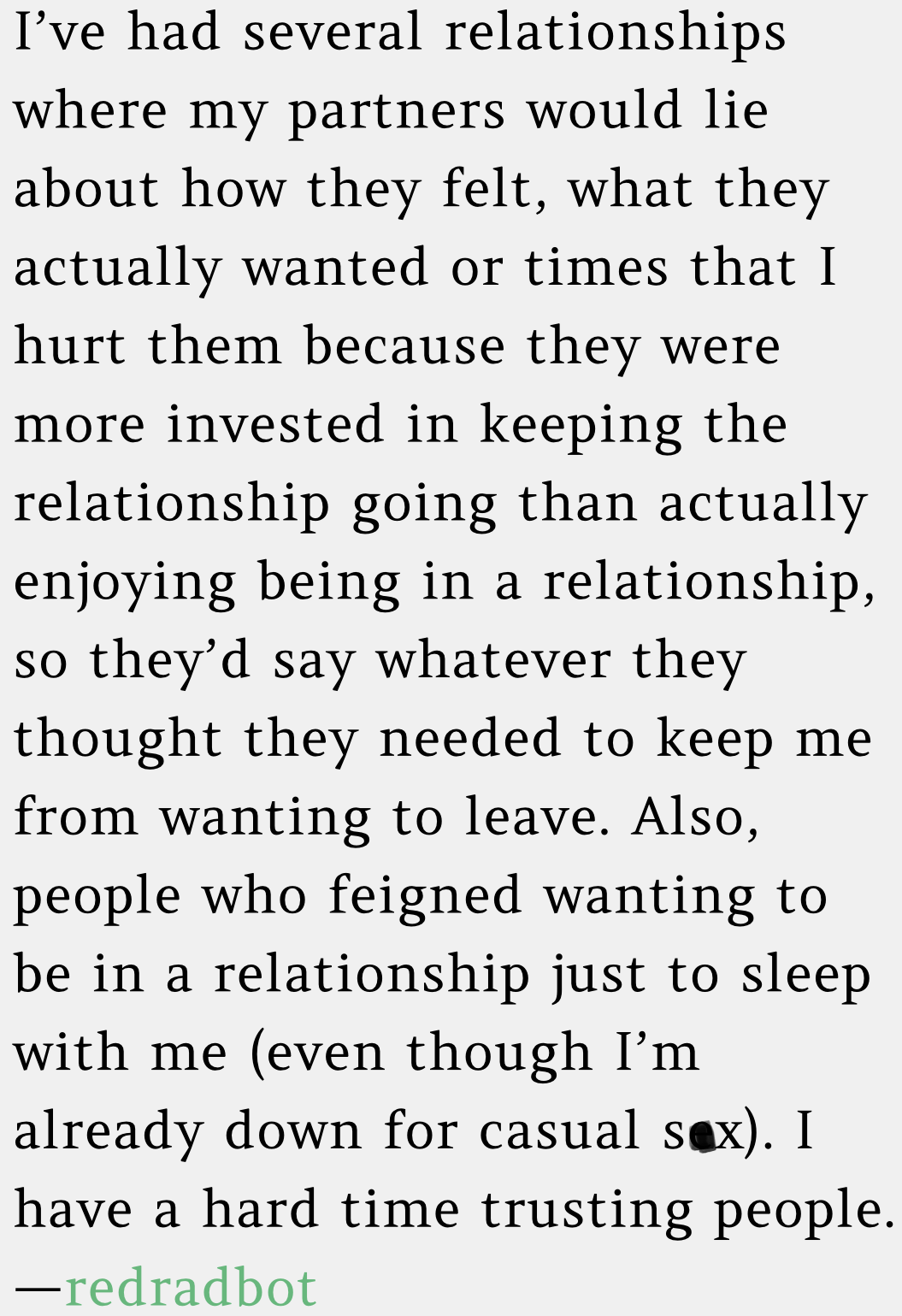 14. A one-way ticket to Trust Issues 101.