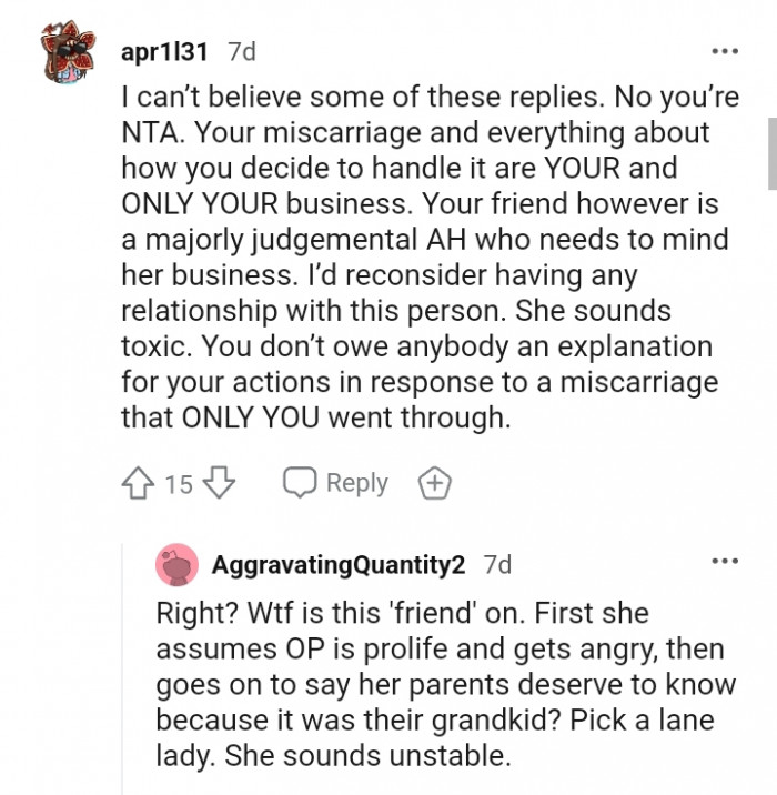 Your friend is a majorly judgmental AH