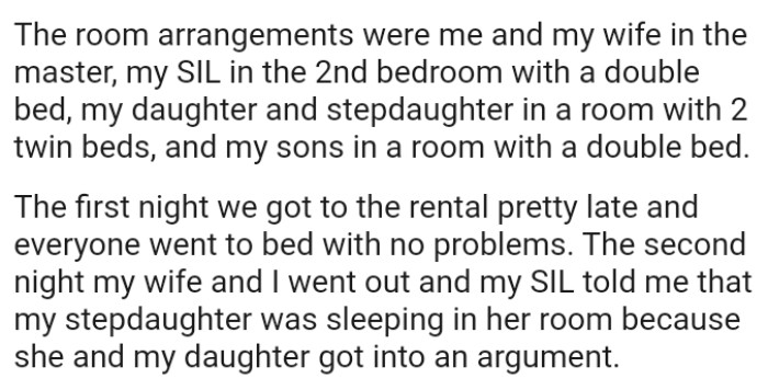 Here, the OP talks about the sleeping position at their vacation spot