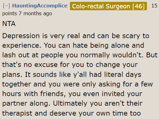 The OP isn't a therapist, and their partner needs to understand that.