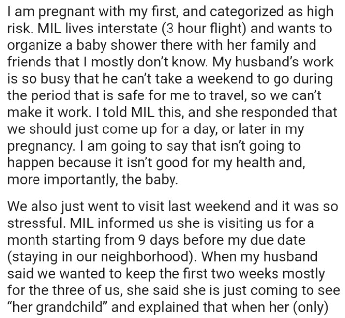 MIL wants to organize a baby shower with her family and friends that the OP mostly doesn’t know