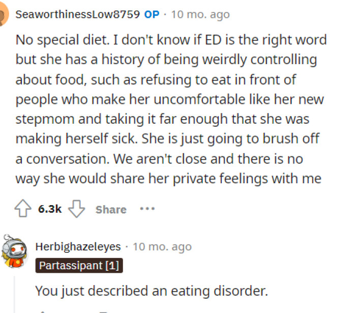 OP responded, and it sparked a full conversation in the comments section about the possibilities regarding why OP's mom might be acting this way.