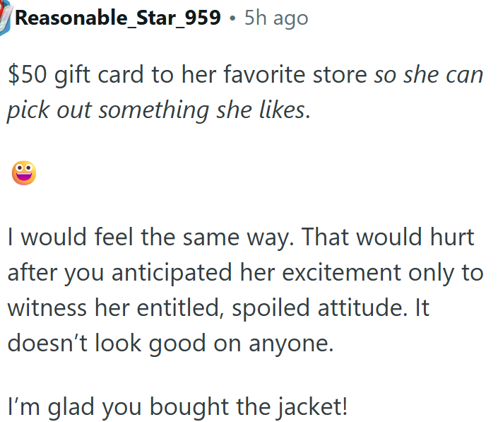 Gift card idea backfires as niece shows spoiled reaction.