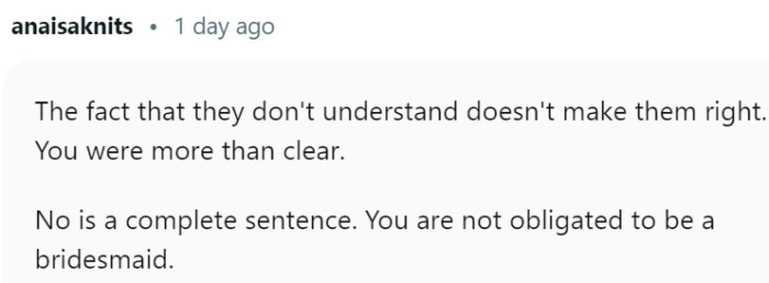 No is a complete sentence: