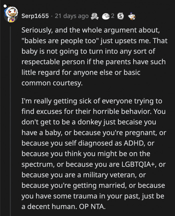 Let's hope the parents know better when their kid is old enough to understand what courtesy and decency is