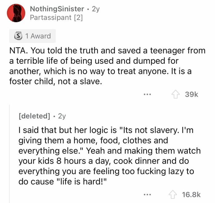 14. Please tell your sister OP to stop making excuses to validate her choices.