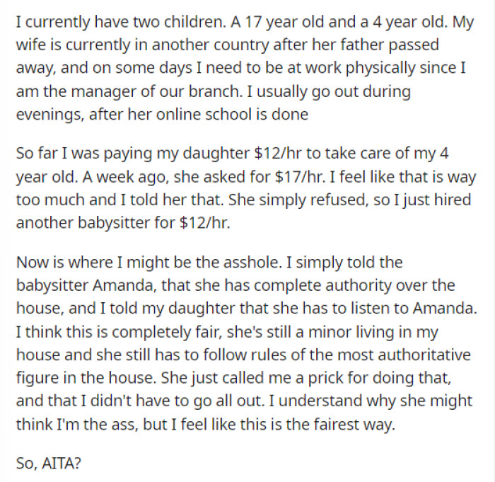 OP's post is pretty straightforward and shows the situation that happened, as well as his response.