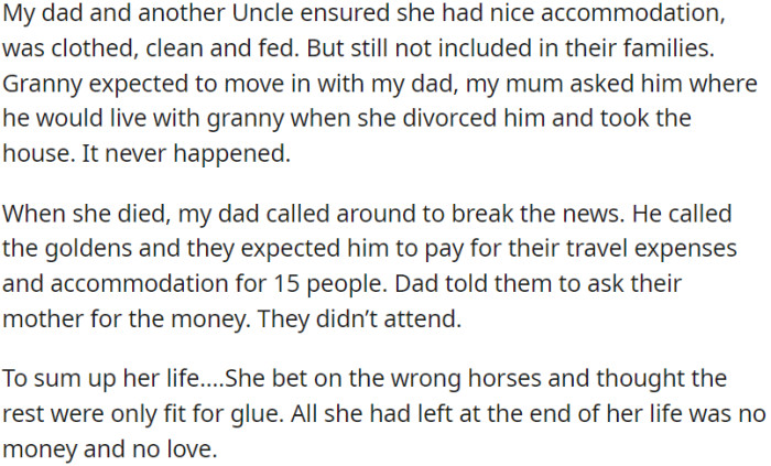 Her life was marred by poor choices, ending with no money or love.