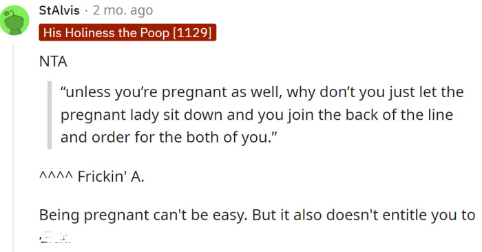 A Redditor supported the OP