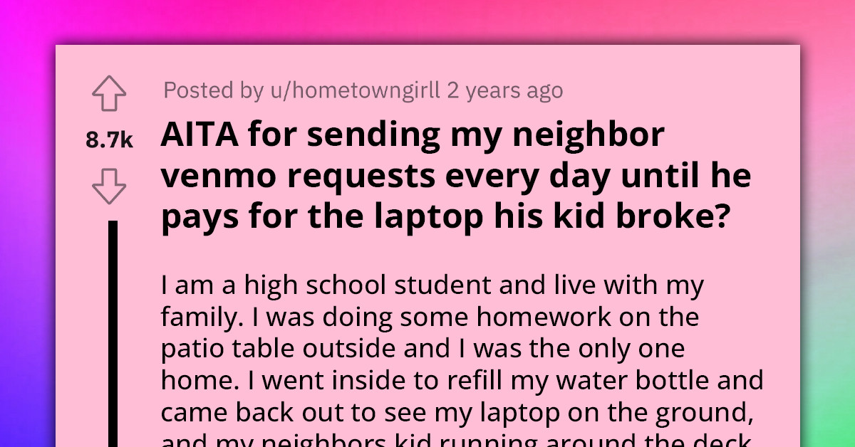 High School Student Publicly Calls Out Neighbor Who Won't Pay For The Laptop His Child Broke