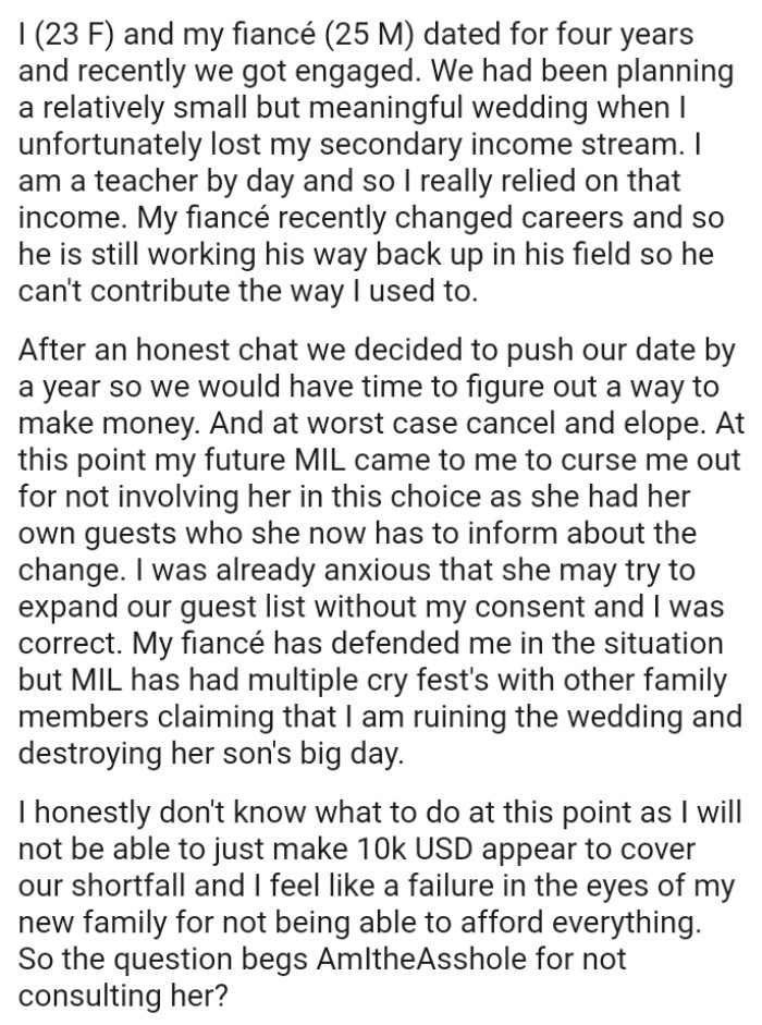 The OP was already anxious that her MIL might try to expand their guest list without her consent, and she was correct